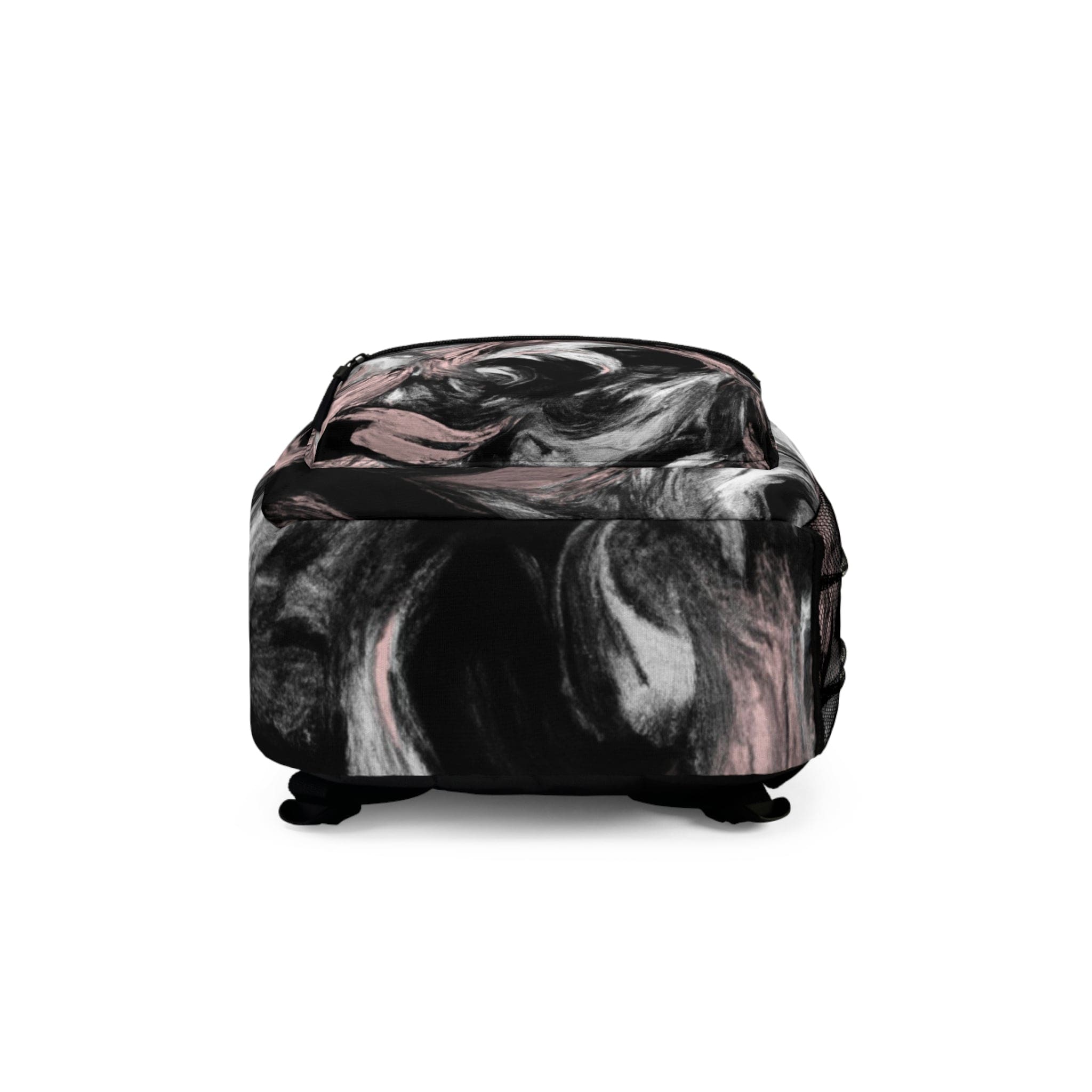 Backpack - Large Water-resistant Bag - Black Pink White Abstract Pattern-4