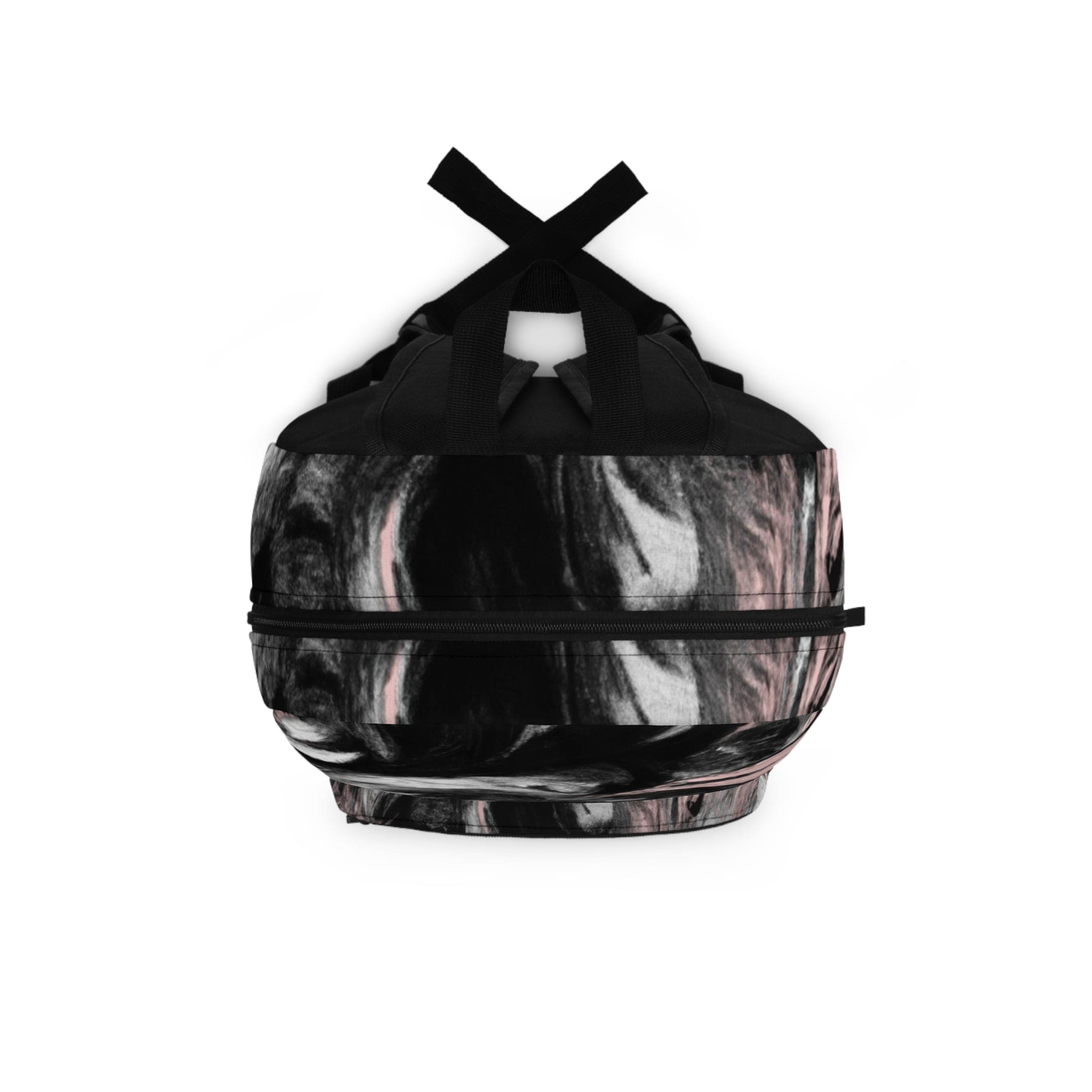 Backpack - Large Water-resistant Bag - Black Pink White Abstract Pattern-3