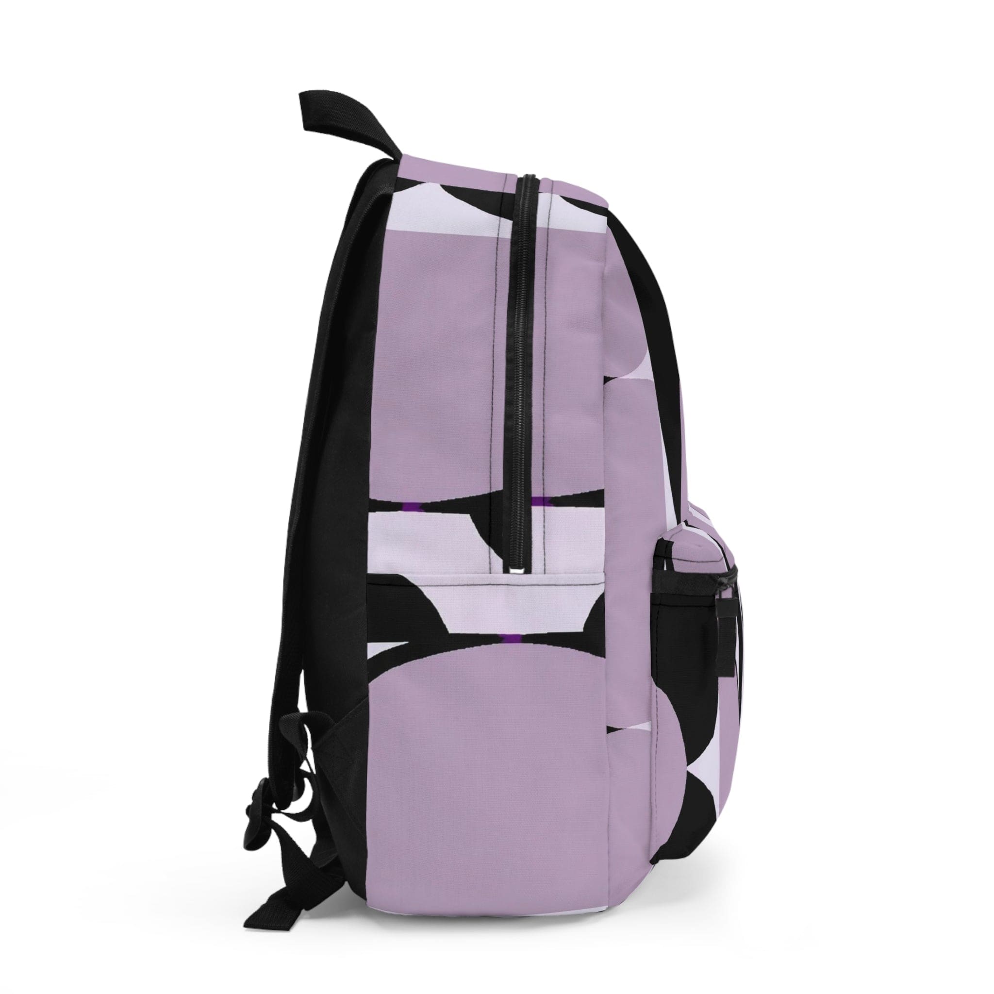 Backpack - Large Water-resistant Bag - Geometric Lavender and Black Pattern-1