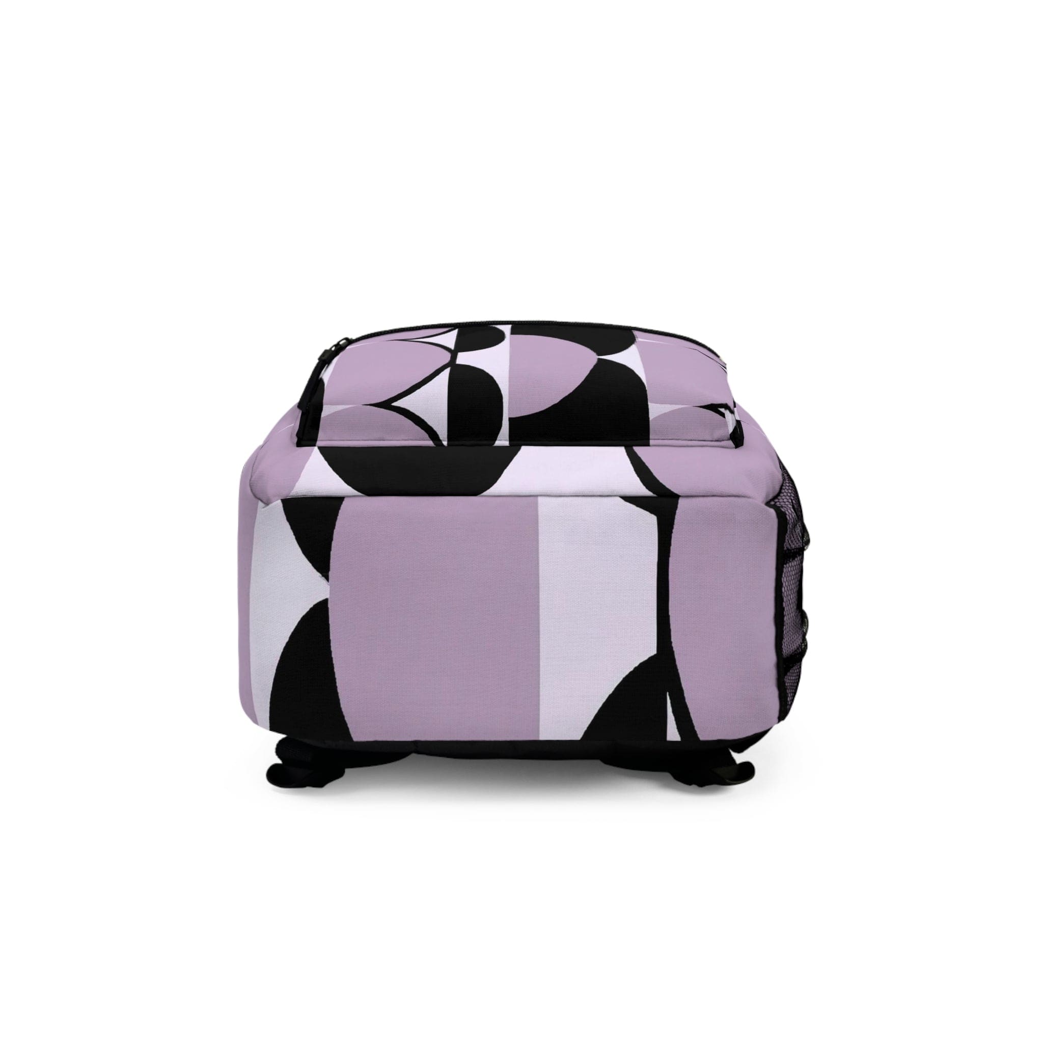 Backpack - Large Water-resistant Bag - Geometric Lavender and Black Pattern-4