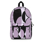 Backpack - Large Water-resistant Bag - Geometric Lavender and Black Pattern-0